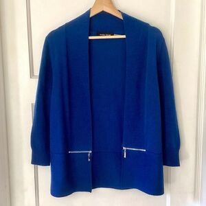 Ivanka Trump Cobalt blue knit 3/4 sleeve open front cardigan sweater cotton work
